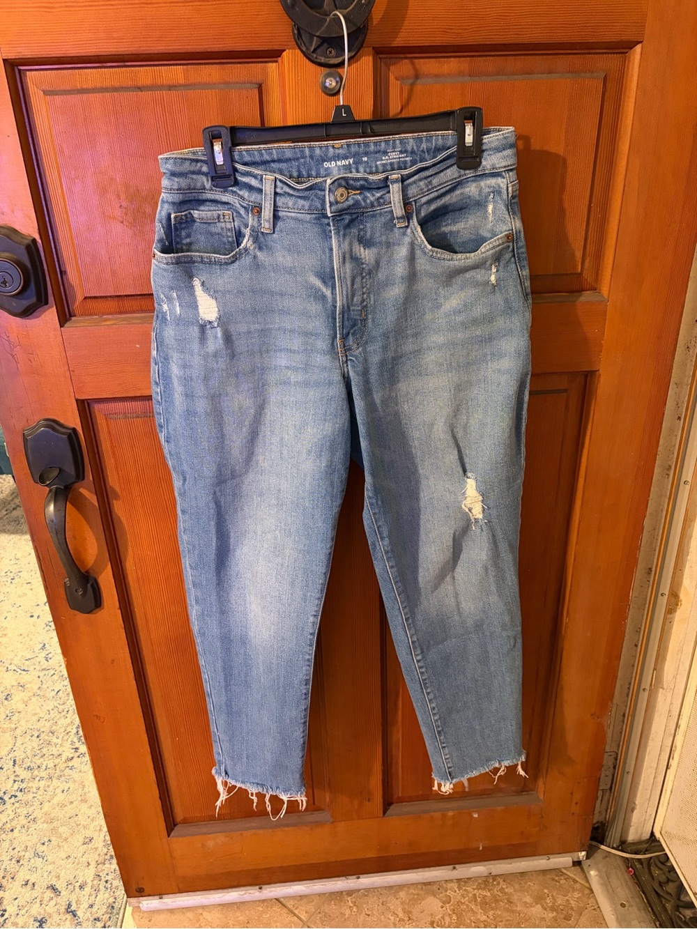 Old Navy Light Wash Distressed Straight-Leg Jeans